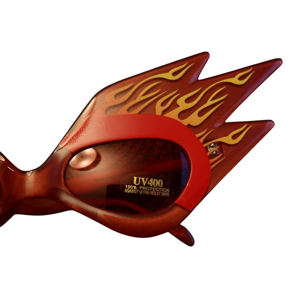 Dr Peeps Flame Sunglasses Red Fire Wing Novelty Costume Festival UV400 Y2K - Picture 5 of 7